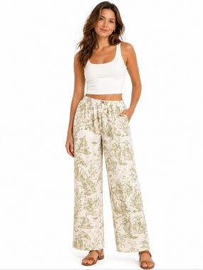 Tog Shop Green Toile Boho Chic Stretch Pants Sz 12